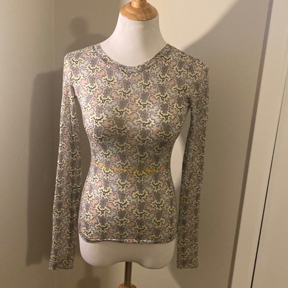rag & bone sheer paisley print long sleeve top xxs